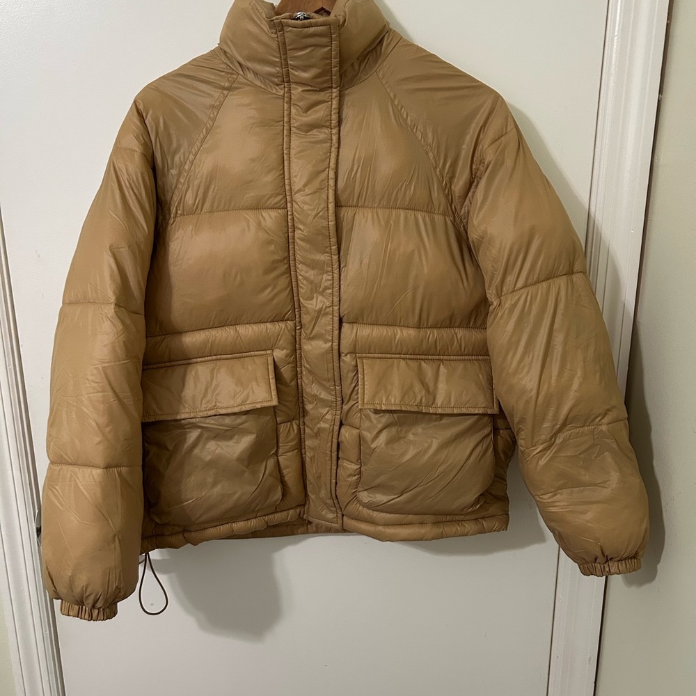 Abercrombie & Fitch | Beige Oversized Utility Puffer Jacket Coat | Size XS